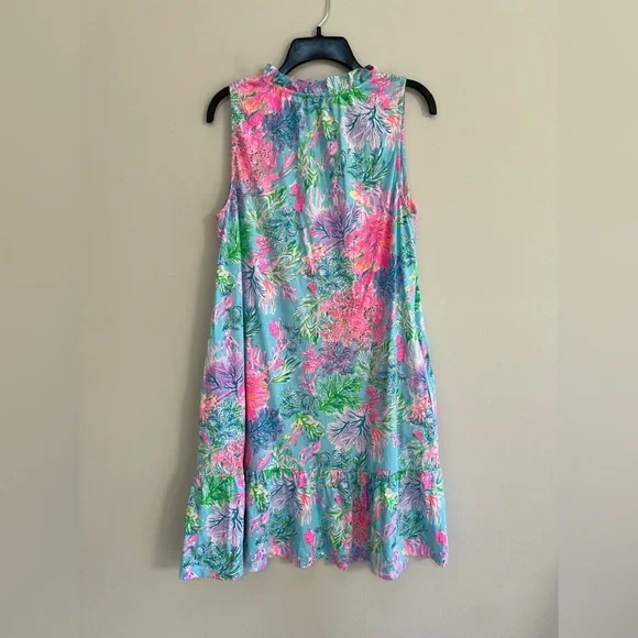 LILLY PULITZER “Celestial Blue Cay To My Heart” Malone Dress in Blue/Pink, M - Picture 4 of 10